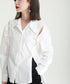 Cut-Out Ribbon Sleeve Shirt